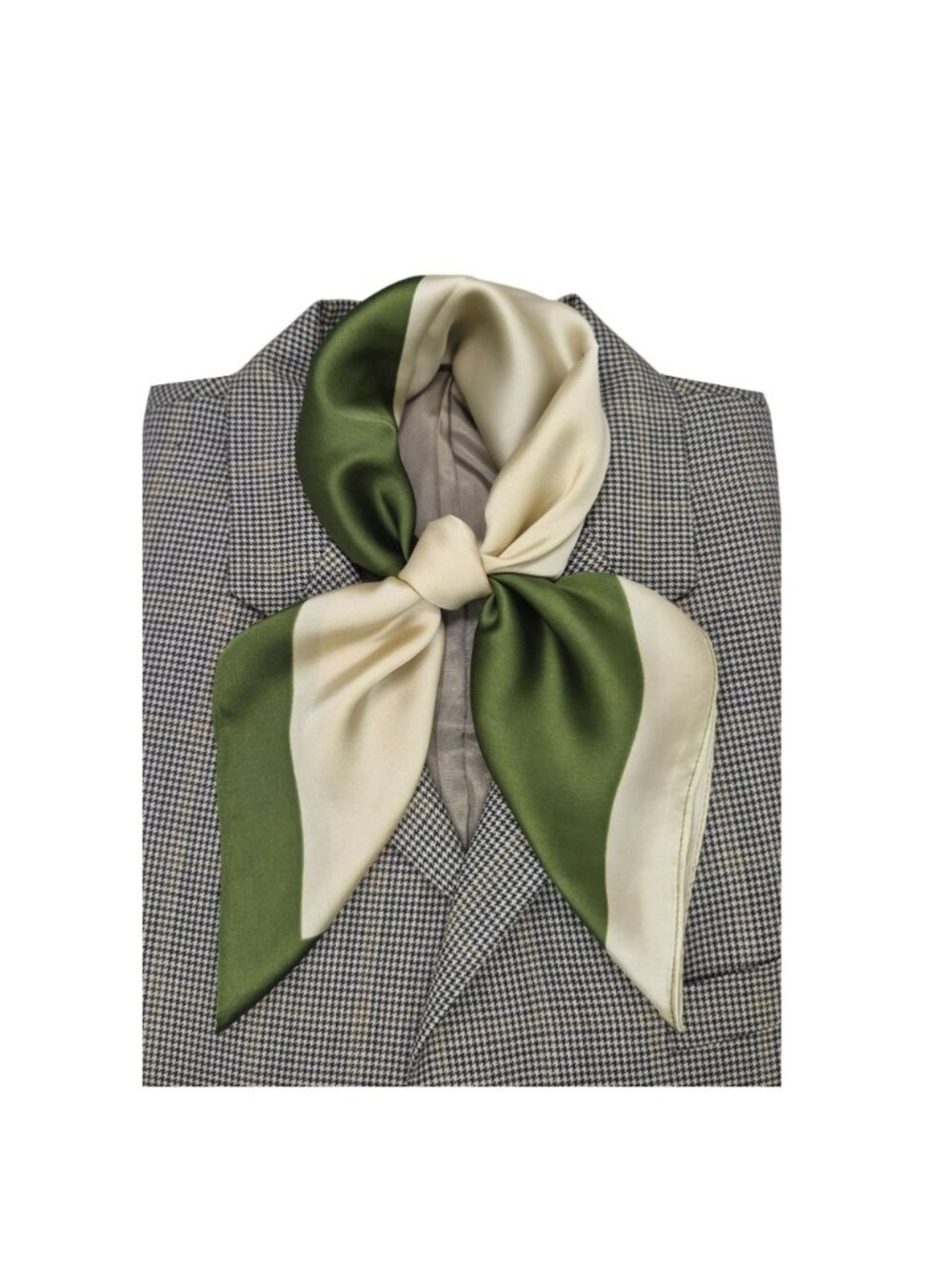 ✨Silky Satin Scarf Bandana Soft Luxury neck wrap luxurious Accessory Green Beige - Picture 2 of 6
